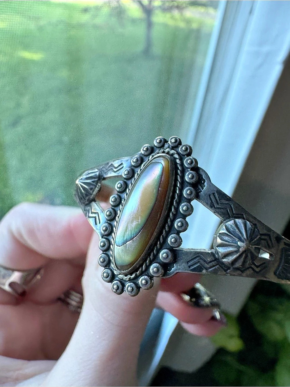 Sterling Silver Opal-Style Bracelet